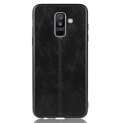 Wewoo Coque Pour Galaxy A6 Plus Antichoc Couture Vache Motif Peau PC + PU + TPU Cas Noir