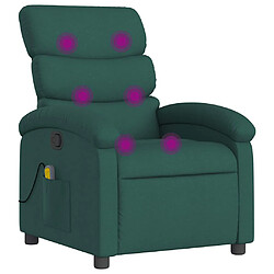 vidaXL Fauteuil de massage inclinable Vert foncé Tissu