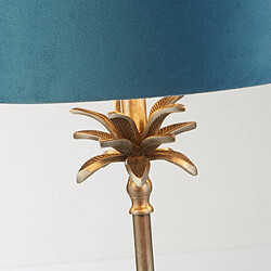 Avis Searchlight Lampe de table en nickel antique, abat-jour en velours bleu sarcelle