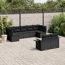 Maison Chic Salon de jardin 9 pcs avec coussins | Ensemble de Table et chaises | Mobilier d'Extérieur noir résine tressée -GKD58204