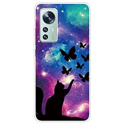 Coque en TPU antichoc Chat et papillons pour votre Xiaomi 12/12X