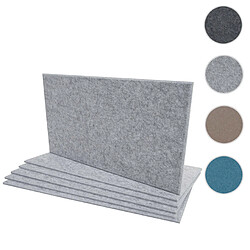 Mendler Lot de 6 panneaux muraux acoustiques HWC-L52, panneaux muraux acoustiques, insonorisant 1qm surface 60x30cm ~ gris clair