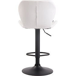 Decoshop26 Tabouret de bar x1 avec coutures décoratives en forme de losanges en PVC blanc et métal noir 10_0004649 pas cher