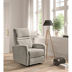 Pegane Fauteuil relax électrique en microfibre couleur Gris clair - Longueur 77 x Profondeur 84 x Hauteur 109 cm pas cher