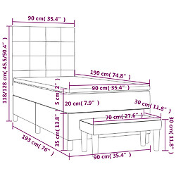 Maison Chic Lit adulte- Lit + matelas,Sommier à lattes de lit avec matelas Bleu 90x190 cm Tissu -GKD45978 pas cher