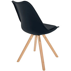 Decoshop26 Chaise de salle à manger x1 style scandinave assise en plastique noir et pieds ronds en bois clair 10_0001452 pas cher