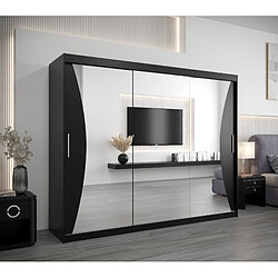 Abiks Meble Armoire MONACO À Portes Coulissantes 200/250/62 3 Portes (Noir/Noir)