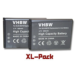 vhbw 2x batteries Li-Ion Set 500mAh (3.7V) pour appareil photo Samsung Digimax L301, NV15, NV20, SL201 comme Samsung SLB-0837B.