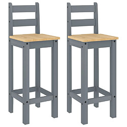 vidaXL Chaises de bar lot de 2 gris bois de pin solide