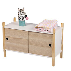 Toilinux Armoire pour enfant Dream avec 2 portes coulissantes - Bois et Blanc