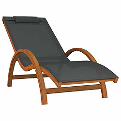 Maison Chic Chaise longue avec coussin | Bain de soleil Relax | Transat gris textilène/bois massif peuplier -GKD78800