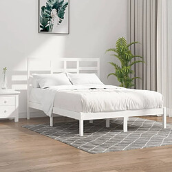 Maison Chic Lit adulte - Lit simple Cadre de lit,Structure du lit Contemporain Blanc Bois massif 120x200 cm -MN80974