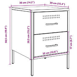 vidaXL Tables de chevet 2 pcs jaune moutarde 36x39x50,5 cm acier pas cher