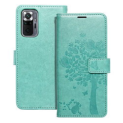 etui forcell mezzo book pour xiaomi redmi note 10 pro arbre vert