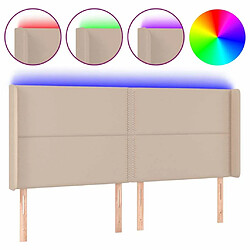 Maison Chic Tête de lit moderne à LED lumineuse pour chambre - Décoration de lit Cappuccino 203x16x118/128 cm Similicuir -MN63947