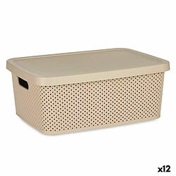 Kipit Boîte de rangement avec couvercle Beige Plastique 13 L 28 x 15 x 39 cm (12 Unités)