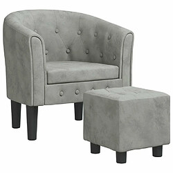 Maison Chic Fauteuil cabriolet et repose-pieds,Fauteuil luxe pour relax gris clair velours -MN89457