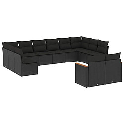 Maison Chic Salon de jardin 12 pcs avec coussins | Ensemble de Table et chaises | Mobilier d'Extérieur noir résine tressée -GKD44992