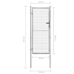 Acheter vidaXL Porte de jardin Acier galvanisé 105x250 cm Argenté