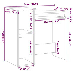 vidaXL Bureau avec étagères sonoma gris 84x40x78 cm bois d'ingénierie pas cher