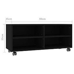 vidaXL Meuble TV avec roulettes Noir 90x35x35 cm Bois d'ingénierie pas cher