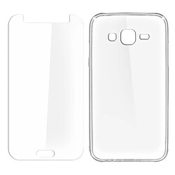 Avizar Coque Silicone Gel + Film Verre Trempé Samsung Galaxy J5 Transparent