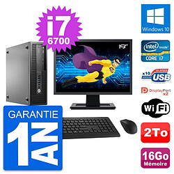 PC HP 800 G2 SFF Ecran 19" Intel i7-6700 RAM 16Go Disque 2To Windows 10 Wifi - Occasion