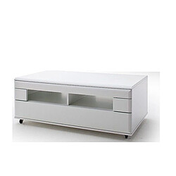 Pegane Table basse avec rangement en blanc mat - L.115 x H.44 x P.70 cm