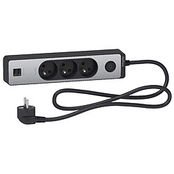 Schneider Electric Bloc multiprises 3 Prises 2P+T et 2 USB (câble 1,5m) Noir et Aluminium - Schneider