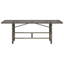 Avis vidaXL Table de jardin avec dessus en verre gris résine tressée