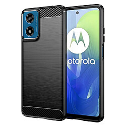 Htdmobiles Coque pour Motorola Moto G04 / G24 - housse etui silicone gel carbone + verre trempe - NOIR