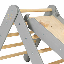 Avis MeowBaby Triangle d'escalade avec Toboggan pour Enfants Structure d'escalade d'intérieur en Bois, Gris