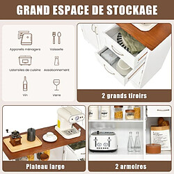 Helloshop26 Buffet cuisine meuble bas cuisine 2 placards 2 tiroirs étagère réglable buffet salle à manger pour cuisine salon blanc 100 x 40 x 78 cm blanc 20_0007945