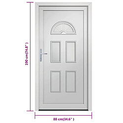 vidaXL Porte d'entrée blanc 88x190 cm PVC pas cher