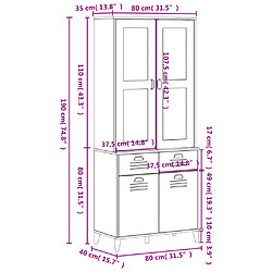 vidaXL Buffet VIKEN blanc 80x40x190 cm bois massif de pin pas cher