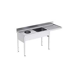 Plonge Inox Vide-Ordure et Espace pour Lave-Vaisselle - 1800 x 700 - Distform