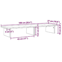 vidaXL Support de moniteur blanc 100x27x15 cm bois d'ingénierie pas cher