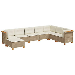 vidaXL Salon de jardin avec coussins 8 pcs beige résine tressée