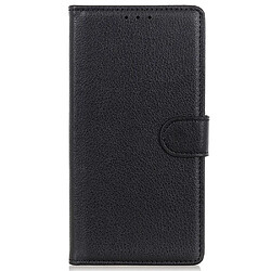 Etui en PU texture litchi, anti-rayures avec support, noir pour votre OnePlus 10 Pro 5G