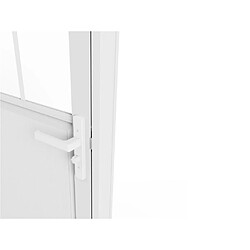 Avis Vente-Unique Bloc porte réversible en aluminium et verre trempé style atelier - H204 x L73 cm - Blanc - ERMELO