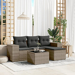 Maison Chic Salon de jardin 5 pcs avec coussins | Ensemble de Table et chaises | Mobilier d'Extérieur gris résine tressée -GKD15660