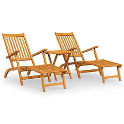 Helloshop26 Chaises longues d'extérieur repose-pieds et table 167 x 56 x 75 cm acacia solide 02_0011918