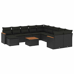 Maison Chic Salon de jardin 12 pcs avec coussins | Ensemble de Table et chaises | Mobilier d'Extérieur noir résine tressée -GKD58697