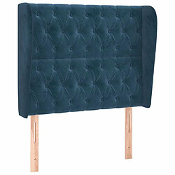 Maison Chic Tête de lit scandinave avec oreilles,meuble de chambre Bleu foncé 93x23x118/128 cm Velours -MN84877