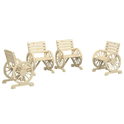 vidaXL Chaises de jardin lot de 4 Bois de sapin massif