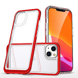 Ozzzo coque transparente 3 en 1 pour iphone 13 frame cover gel rouge