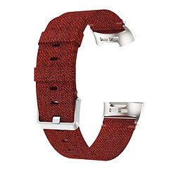 Wewoo Bracelet montre en nylon tissé à la vanille pour Fitbit Charge 3 (rouge foncé)