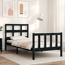 Maison Chic Cadre/structure de lit avec tête de lit pour adulte - Lit Moderne Chambre noir petit simple bois massif -MN38259