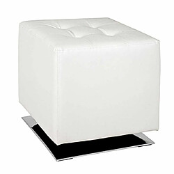 Paris Prix Pouf Carré Design Hava 42cm Blanc