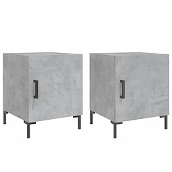 vidaXL Tables de chevet 2 pcs gris béton 40x40x50 cm bois d’ingénierie